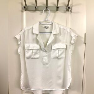 Rose & Olive White Boxy Notched Collar Blouse